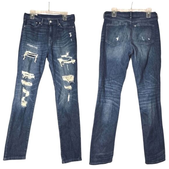 H&M Skinny Fit Coupe Moulante Jeans Distressed 33x32 - Picture 1 of 7